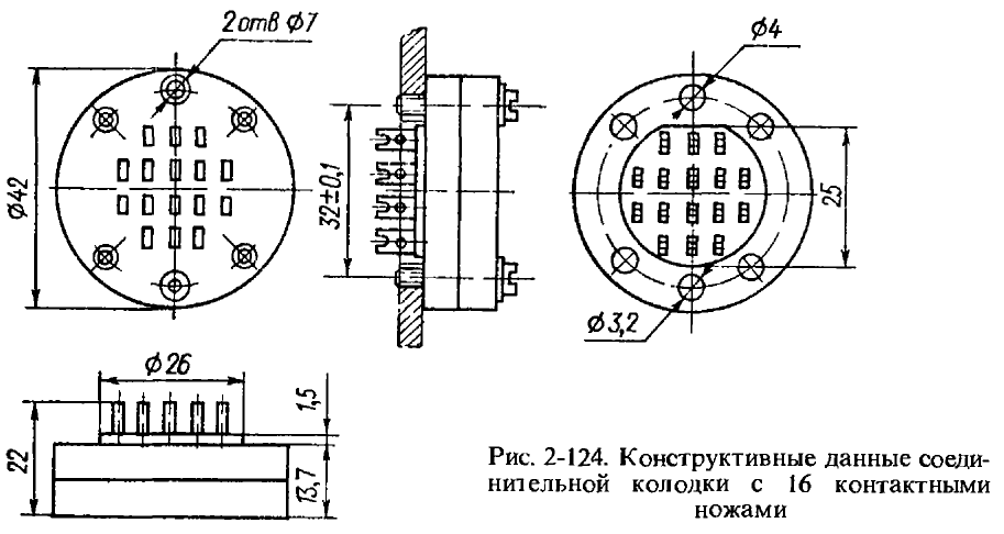 Соединительная колодка для реле РПС с 16 контактными ножами, чертеж
